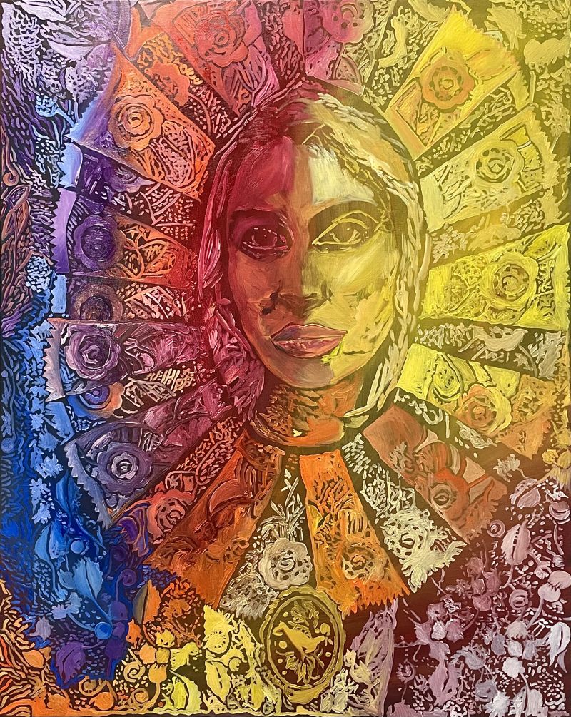 Untitled, after Frida Kahlo's Self-Portrait from 1948 - a Paintings by Nastazja Staniszewska